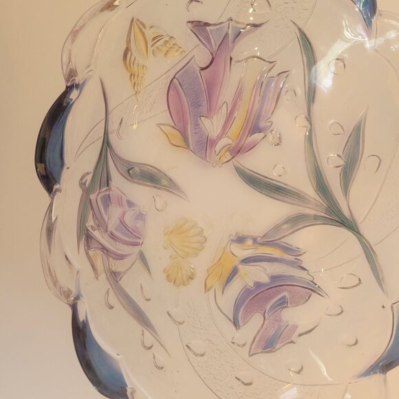 Mikasa Savoir Vivre Hand-Painted Clear Glass Bowl With Scalloped Edges & Floral - Picture 2 of 10